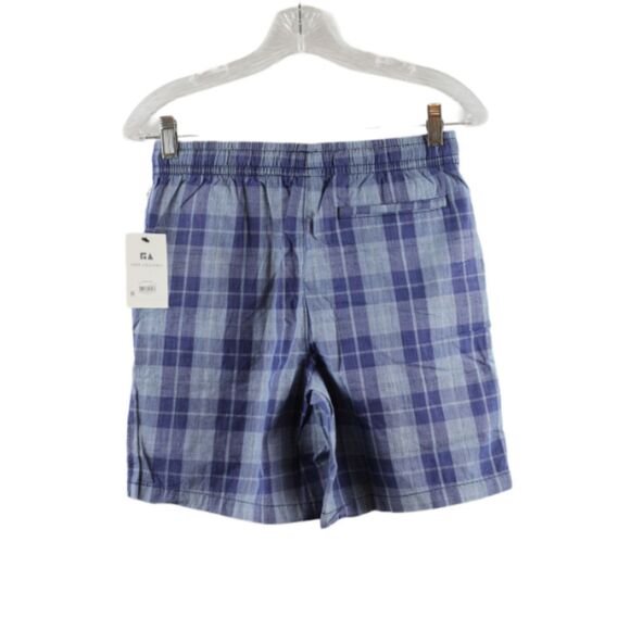 Free Assembly Blue Plaid Boys Dock Short Pull On Drawstring Size XL (14/16) 011 - Picture 3 of 4